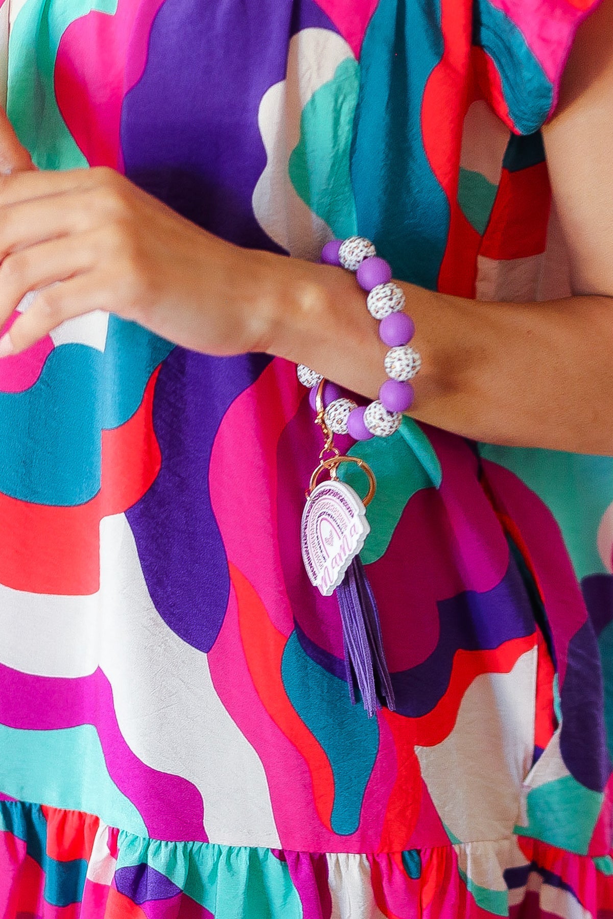 Lavender "Mama" Bauble Wristlet Tassel Keychain