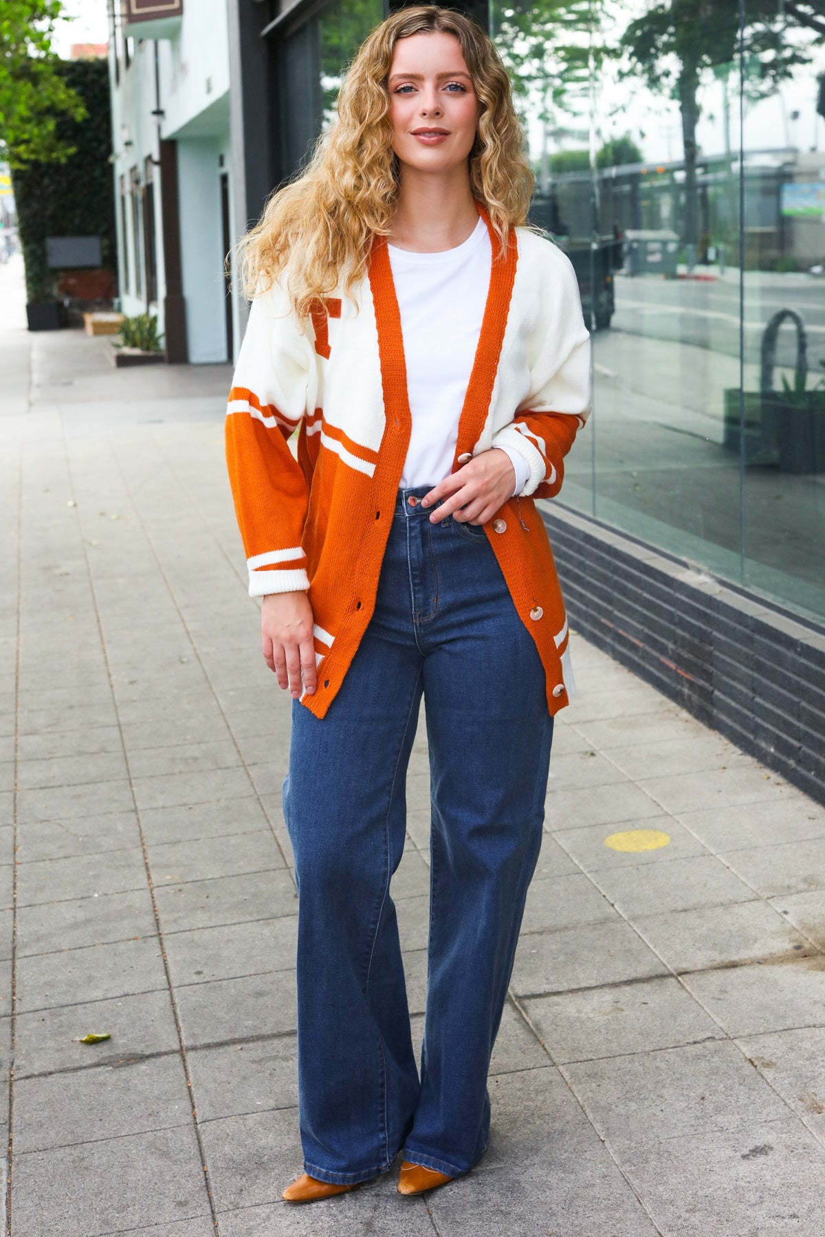 Game Day Burnt Orange "T" Embroidered Cardigan