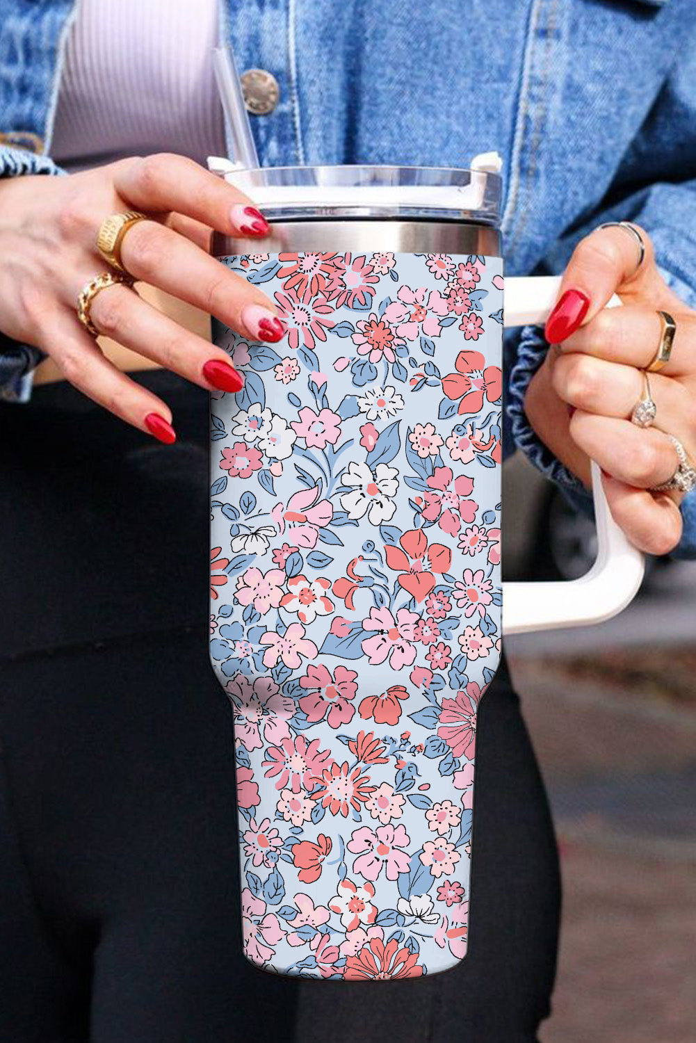 Cute Floral Stainless Tumbler