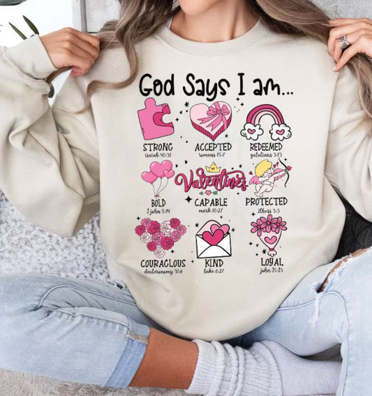 God Says I Am ... Graphic Crewneck Sweatshirt