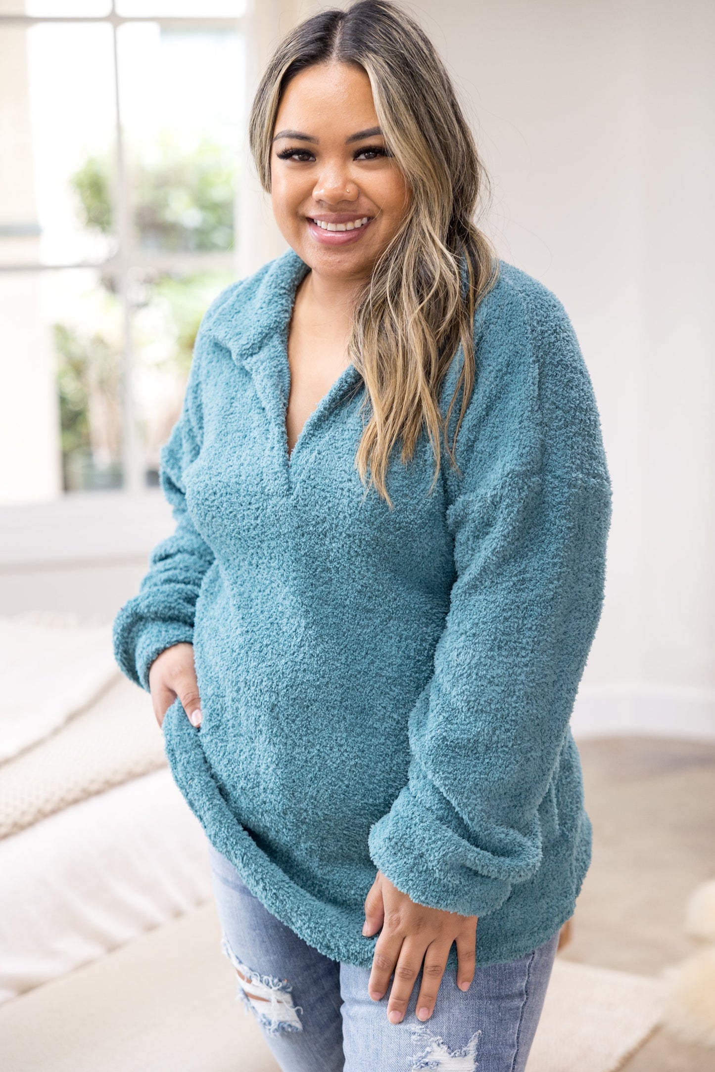 Teal Perfection Sweater Gabby