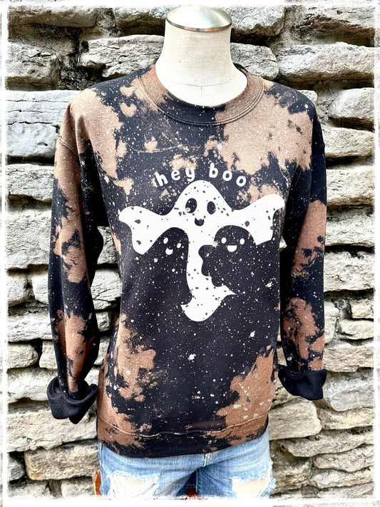 Hand Dyed and Bleached Halloween Sweatshirt