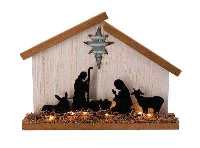Wooden Nativity with LED Lights