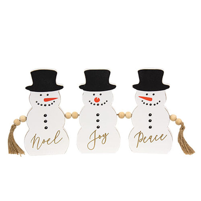 Wooden Snowman Trio with Rope