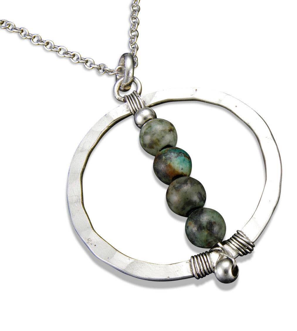Banjara Necklace - Antique Silver with Azurite Jasper